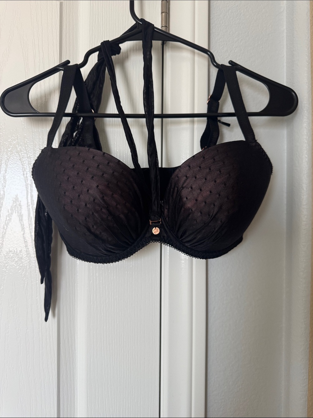 Everyday Support Black Padded Lace-Overlay Bra
